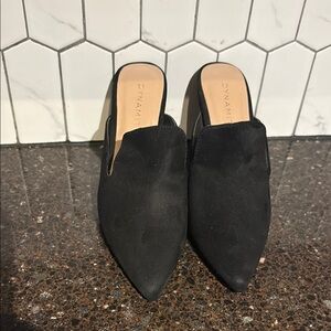 Dynamite Elegant Black Mules, faux suede, size 5.5